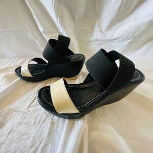 Rita C Vera Pelle Italian Two Toned Wedge Sandal Size 6 (Eur 37)